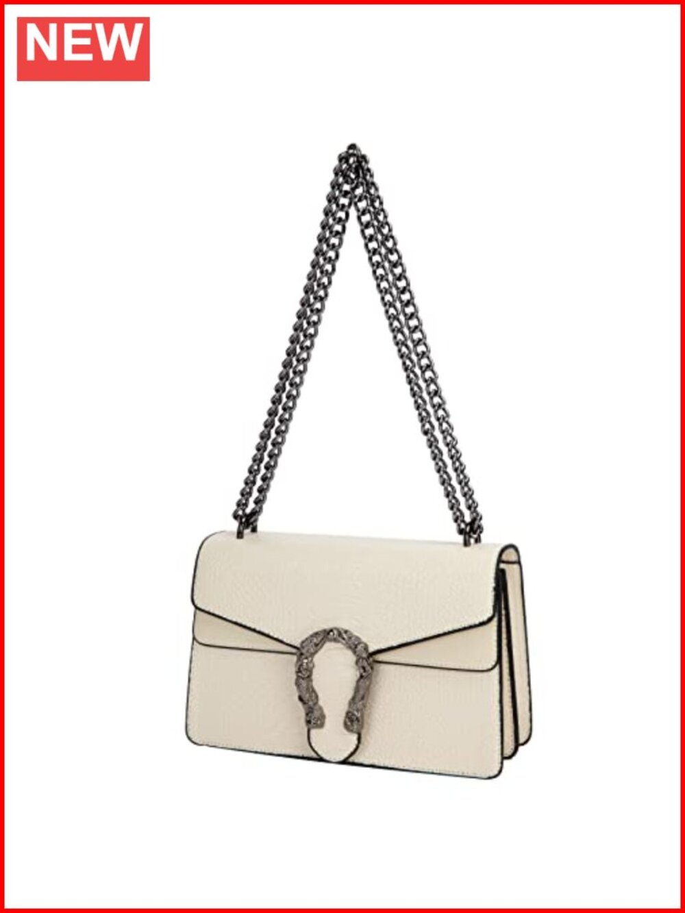Faux Leather Snake Print Crossbody Bag Chain Purse Satchel